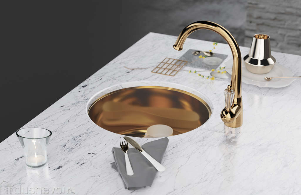 Золотая одинарная кухонная раковина Golden Luxury SUS304 Нержавеющая сталь